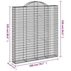 Vidaxl Klenutý gabionový koš 200 x 30 x 220/240 cm pozinkované železo