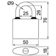 Richter Zámek visací OVAL 52 3kl. na stejný uzávěr