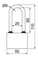 Richter Zámek visací OVAL 52 prodloužený 3kl.