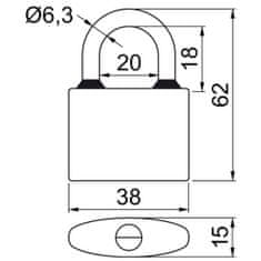 Richter Zámek visací OVAL 38 3kl. na stejný uzávěr