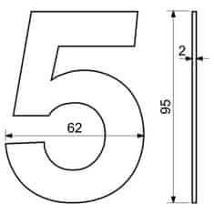 Číslo domovní č.6 95mm nerez