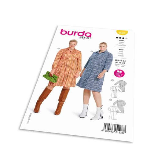 Burda Střih Burda 5882 - Košilové šaty s límečkem