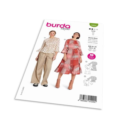 Burda Střih Burda 5884 - Halenkové šaty, halenka