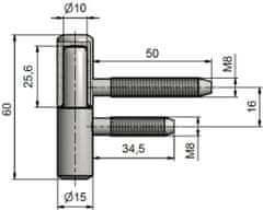 Závěs dveřní 60/10 M8/50mm Zn ŽL