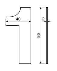Číslo domovní č.1 95mm nerez ČER
