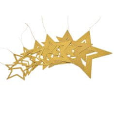 Northix Vánoční ozdoby - zlaté třpytivé hvězdy v různých velikostech 