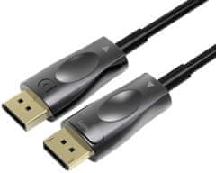 PremiumCord Optický DisplayPort 1.4 propojovací kabel M/M, zlacené konektory, 10m
