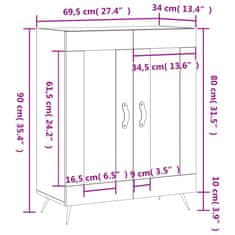 Vidaxl Příborník kouřový dub 69,5 x 34 x 90 cm kompozitní dřevo