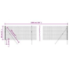 Greatstore Drátěný plot antracitový 0,8 x 10 m pozinkovaná ocel