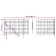 Greatstore Drátěný plot antracitový 1,8 x 25 m pozinkovaná ocel