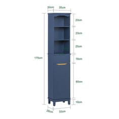 SoBuy SoBuy BZR112-B Vysoká skříňka Koupelnová skříňka Úzká koupelnová polička Koupelnový nábytek Modrá 35x170x30cm