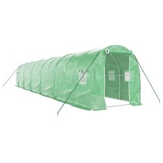 Greatstore Skleník s ocelovým rámem zelený 24 m² 12 x 2 x 2 m