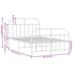 Vidaxl Kovový rám postele s hlavovým a nožním čelem bílý 120 x 200 cm