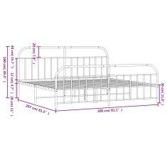 Vidaxl Kovový rám postele s hlavovým a nožním čelem bílý 200 x 200 cm