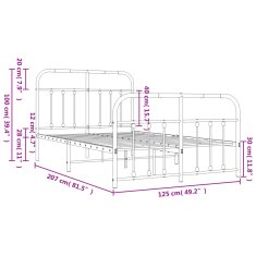 Vidaxl Kovový rám postele s hlavovým a nožním čelem bílý 120 x 200 cm