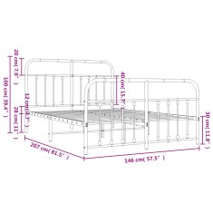 Vidaxl Kovový rám postele s hlavovým a nožním čelem bílý 140 x 200 cm