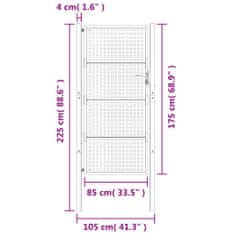 Vidaxl Zahradní branka antracitová 105 x 225 cm ocel