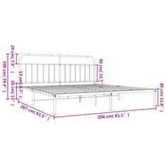 Vidaxl Kovový rám postele s čelem bílý 200 x 200 cm