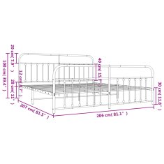 Vidaxl Kovový rám postele s hlavovým a nožním čelem bílý 200 x 200 cm