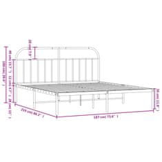 Vidaxl Kovový rám postele s čelem bílý 183 x 213 cm