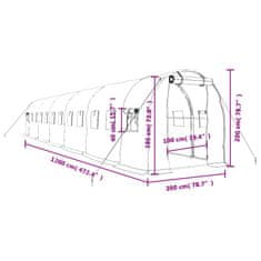 Vidaxl Skleník s ocelovým rámem zelený 24 m² 12 x 2 x 2 m