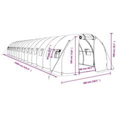 Vidaxl Skleník s ocelovým rámem zelený 48 m² 16 x 3 x 2 m