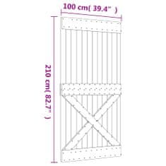 Vidaxl Posuvné dveře s kováním 100 x 210 cm masivní borové dřevo