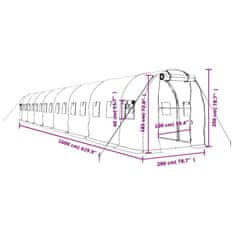 Vidaxl Skleník s ocelovým rámem zelený 32 m² 16 x 2 x 2 m