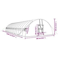 Vidaxl Skleník s ocelovým rámem bílý 96 m² 16 x 6 x 2,85 m