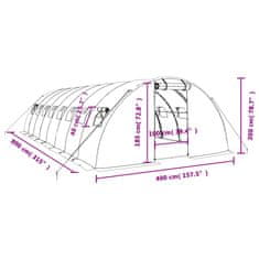 Vidaxl Skleník s ocelovým rámem zelený 32 m² 8 x 4 x 2 m