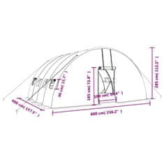 Vidaxl Skleník s ocelovým rámem zelený 24 m² 6 x 4 x 2,85 m