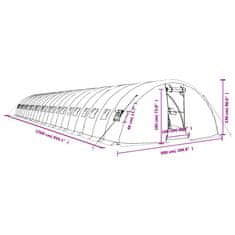 Vidaxl Skleník s ocelovým rámem bílý 110 m² 22 x 5 x 2,3 m