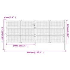 Vidaxl Zahradní branka antracitová 400 x 175 cm ocel