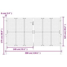 Vidaxl Zahradní branka antracitová 300 x 175 cm ocel