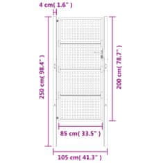 Vidaxl Zahradní branka antracitová 105 x 250 cm ocel