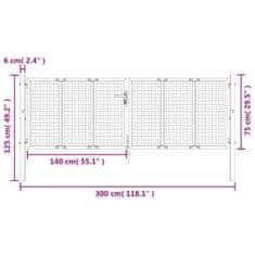 Vidaxl Zahradní branka antracitová 300 x 125 cm ocel