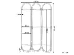 Beliani 3dílný skládací ratanový paraván 118 x 180 cm přírodní CORTONA
