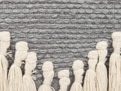 Beliani Bavlněná nástěnná dekorace se střapci šedá/béžová MAHRI