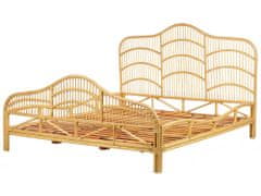 Beliani Ratanová postel 180 x 200 cm světlé dřevo DOMEYROT