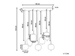 Beliani Skleněná závěsná lampa se 7 světly stříbrná TARLO