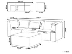 Beliani 3místná manšestrová modulární pohovka s taburetem taupe LEMVIG