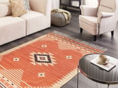Beliani Bavlněný kelimový koberec 140 x 200 cm oranžový GAVAR
