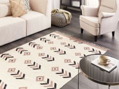 Beliani Bavlněný kelimový koberec 140x 200 cm béžový/černý NIAVAN