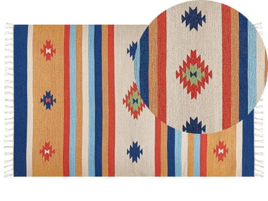 Beliani Bavlněný kelimový koberec 140 x 200 cm vícebarevný TARONIK