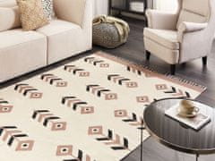 Beliani Bavlněný kelimový koberec 160 x 230 cm béžový/černý NIAVAN
