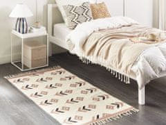 Beliani Bavlněný kelimový koberec 80 x 150 cm béžový/černý NIAVAN