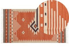 Beliani Bavlněný kelimový koberec 80 x 150 cm oranžový GAVAR