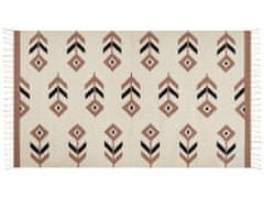 Beliani Bavlněný kelimový koberec 80 x 150 cm béžový/černý NIAVAN