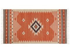 Beliani Bavlněný kelimový koberec 80 x 150 cm oranžový GAVAR
