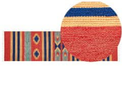 Beliani Vlněný kelimový koberec 80 x 300 cm vícebarevný HATIS
